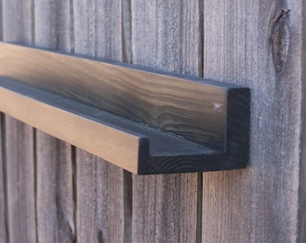 Narrow 20", 22", 24", 26 Inch Floating ledge Shelf, Picture ledge Shelf, Spice Rack You Choose Your length, Ebony Finish