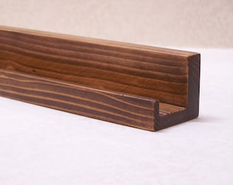 Ultra Narrow 20", 22", 24"or 26 Inch Floating ledge Shelf, Picture ledge Shelf, You Choose Your length, Dark Walnut Finish