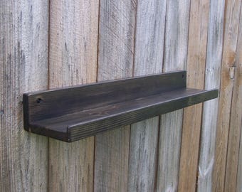 Wide 28", 30", 32" or 40 Inch Floating ledge Shelf, Picture ledge Shelf, You Choose Your length, Ebony Finish