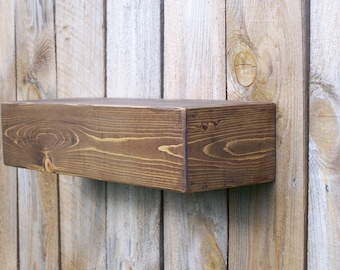 44", 46", 48" 50 inch You Choose Your Length, 5 1/2" Depth, Floating Ledge Shelf, Beam shelf, Chunky Shelf, Mantle Shelf, Dark Walnut Finish