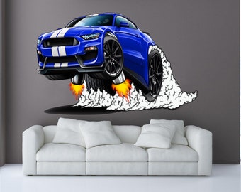 Ford Mustang Shelby Cobra 3D Art Wall Decal Graphic Man Cave Decor Garage Poster