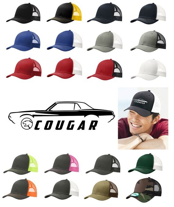 1967 1968 Mercury Cougar Coupe Classic Color Outline Design Hat Cap 1967 1968 Mercury Cougar Coupe Classic Color Outline Design Hat Cap