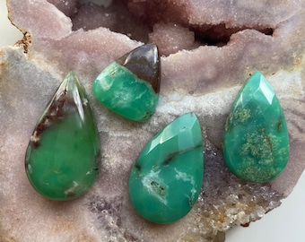 4 Chrysoprase  top drilled bead pendants - bead destash supply