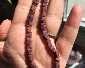 Raw Ruby Chip Beads - Ruby Strand - Raw Crystal Beads - Rough Stone Strand - Ruby - Heishi Square Drilled Rough Ruby