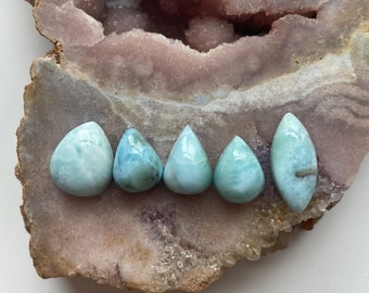5 larimar top drilled bead pendants - bead destash supply