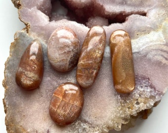 Drilled Indian Sunstone Pendant Beads, Drilled Crystals, Gemstone, Destash