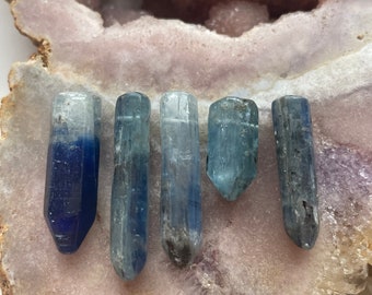 5 kyanite point top drilled bead pendants - bead destash supply