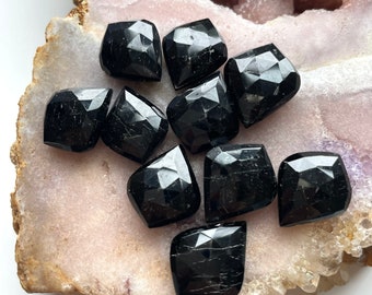 One Drilled Black Tourmaline Pendant, Raw Crystal Beads, Black Tourmaline Focal