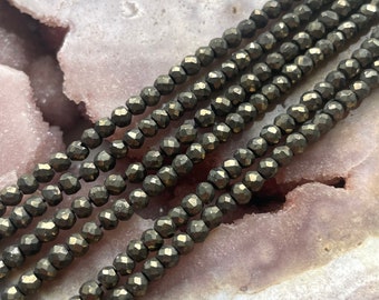 ONE STRAND Faceted Pyrite Beads - Crystal Beads - Bead supplies