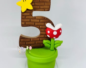 Super Mario birthday candle, Super Mario cake topper, dinosaur keepsake, super Mario candle holder