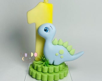 Dinosaur birthday candle, Dinosaur cake topper, Dinosaur keepsake, Dinosaur candle holder