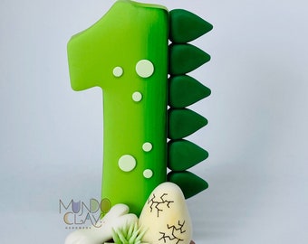 Dinosaur birthday candle, dinosaur cake topper, dinosaur keepsake, dinosaur candle holder