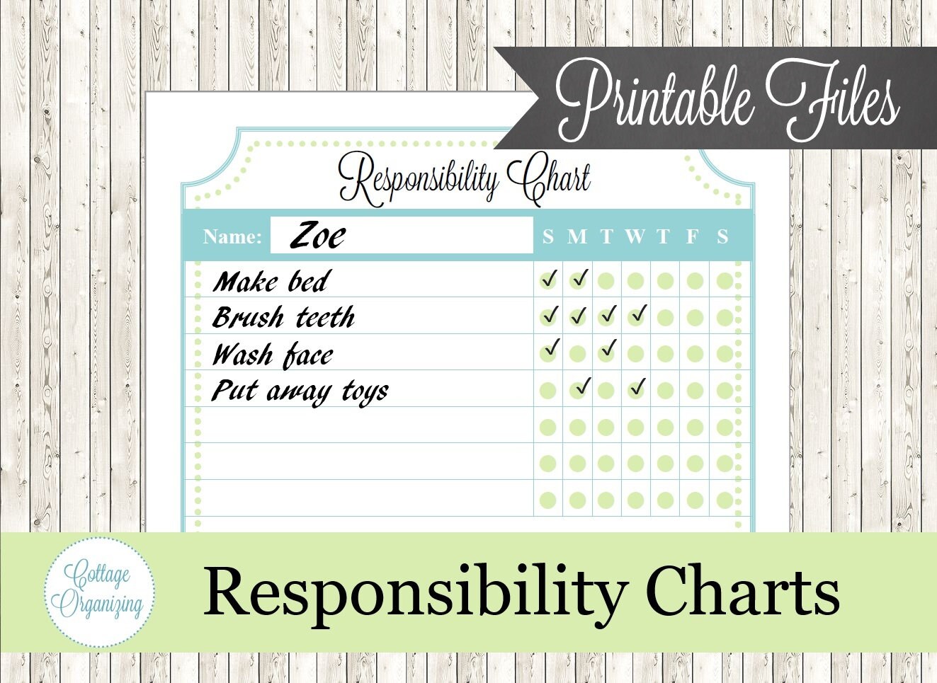 Printable Responsibility Charts 5 Piece Set 5 Color Options - Etsy México