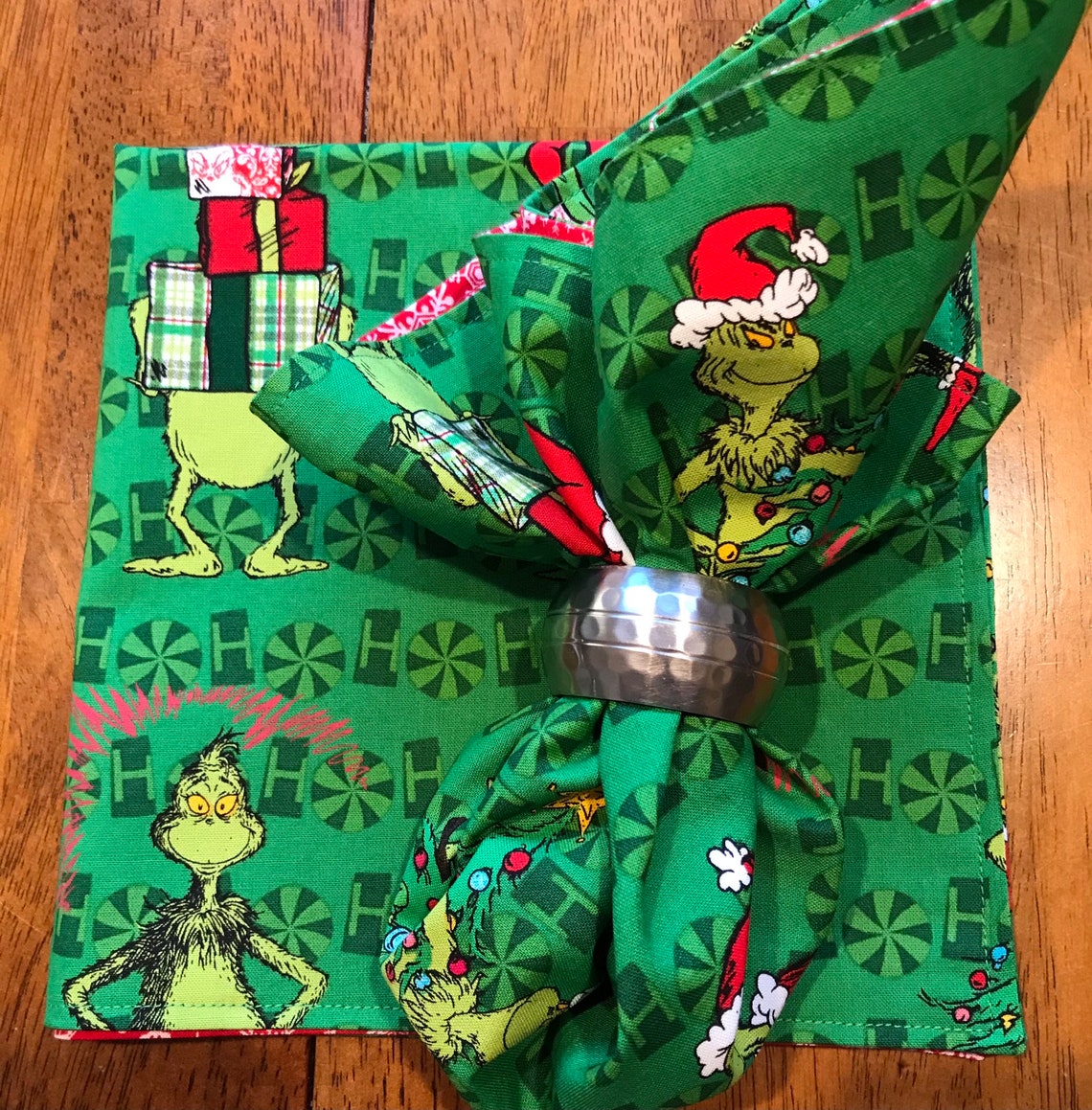 Grinch Christmas Fabric Napkins set of 2 | Etsy