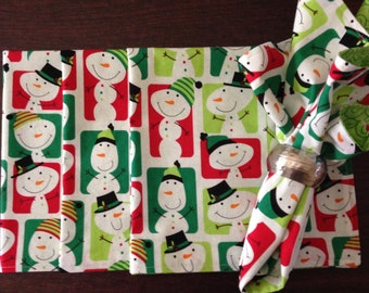 Servilletas de hombre de nieve de tela de Navidad (conjunto de 4)