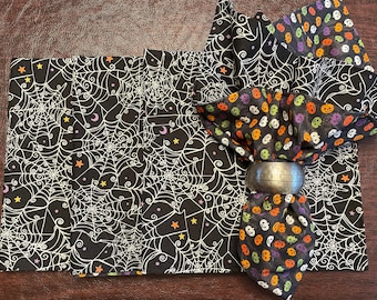 Servilletas de tela de telaraña y calabaza (juego de 4)