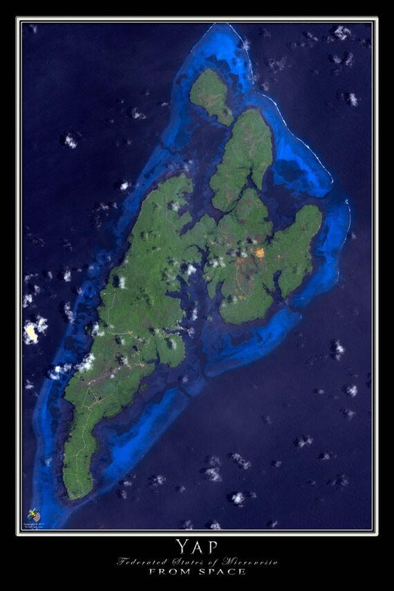 The Yap Micronesia Satellite Poster Map Etsy