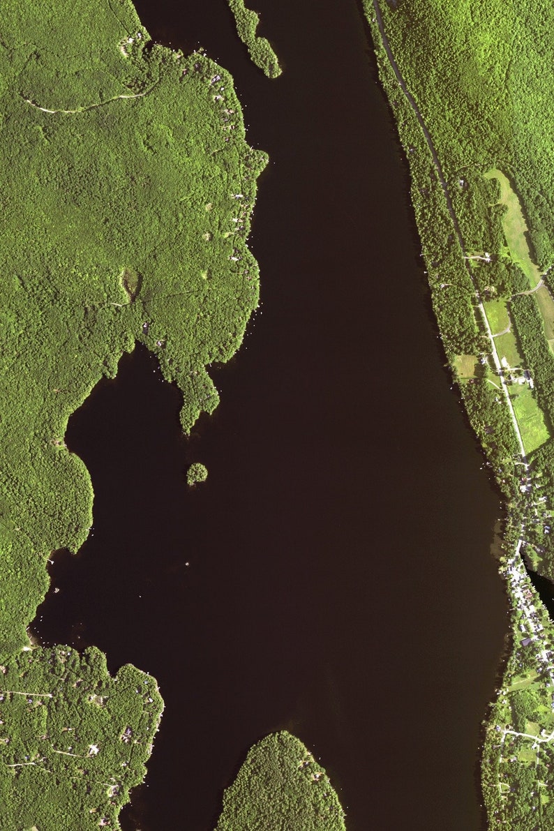 The Belgrade Lakes Maine Satellite Poster Map Etsy