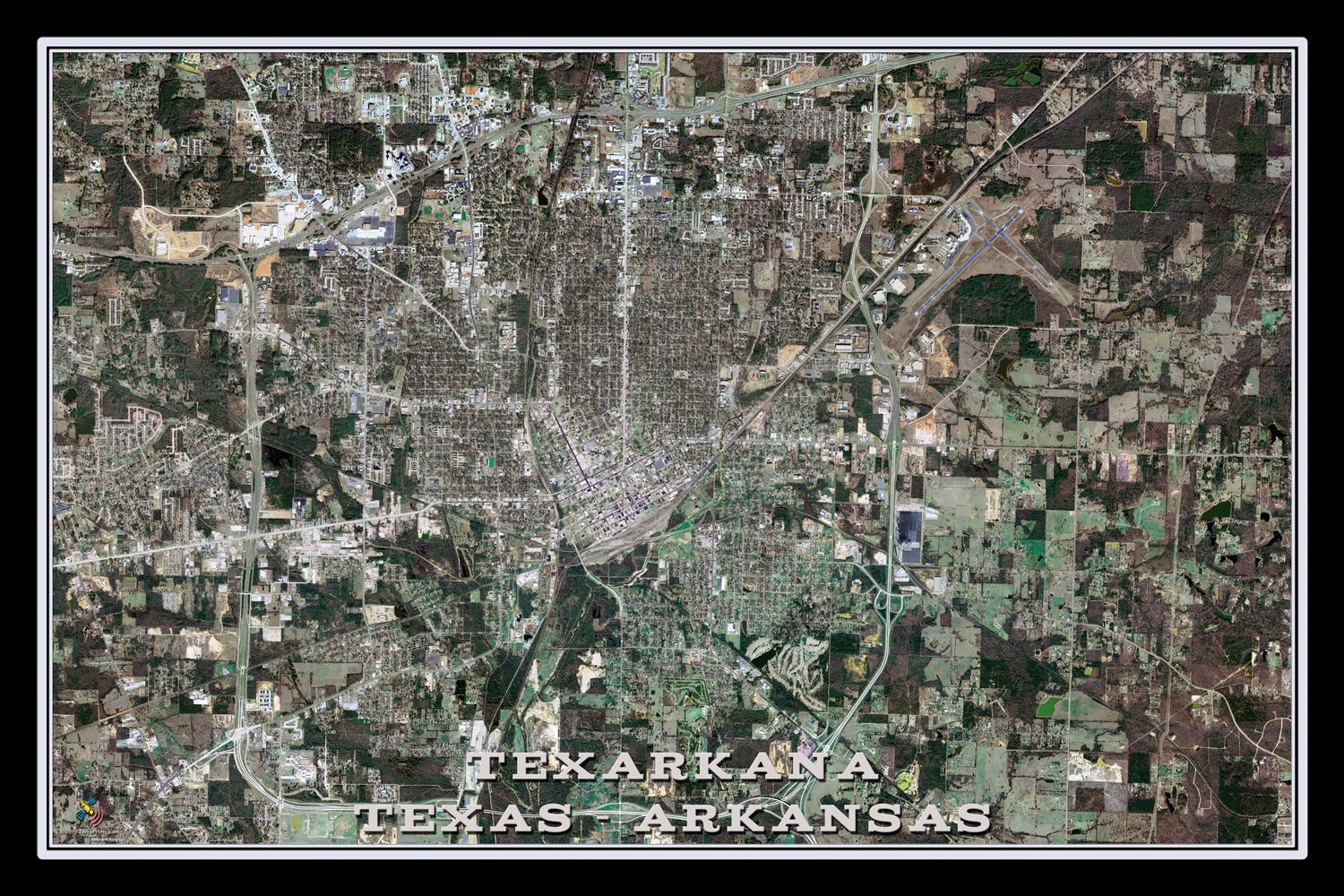 The Texarkana Texas Satellite Poster Map Etsy
