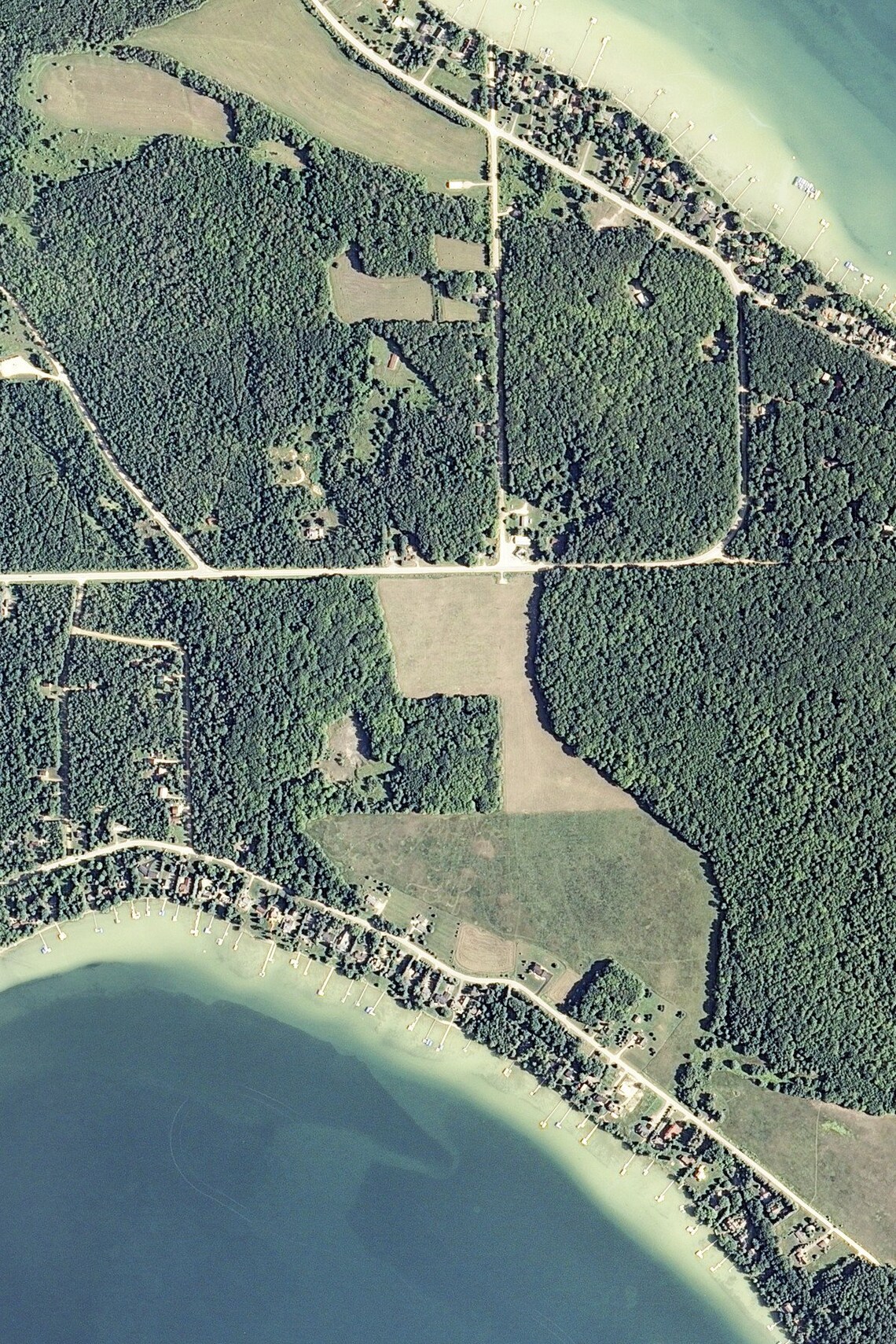 The Burt Lake Michigan Satellite Poster Map Etsy