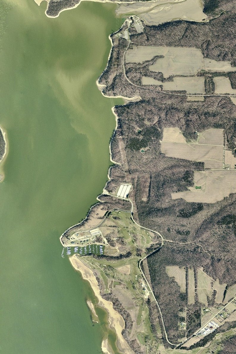 The Brookville Lake Indiana Satellite Poster Map Etsy