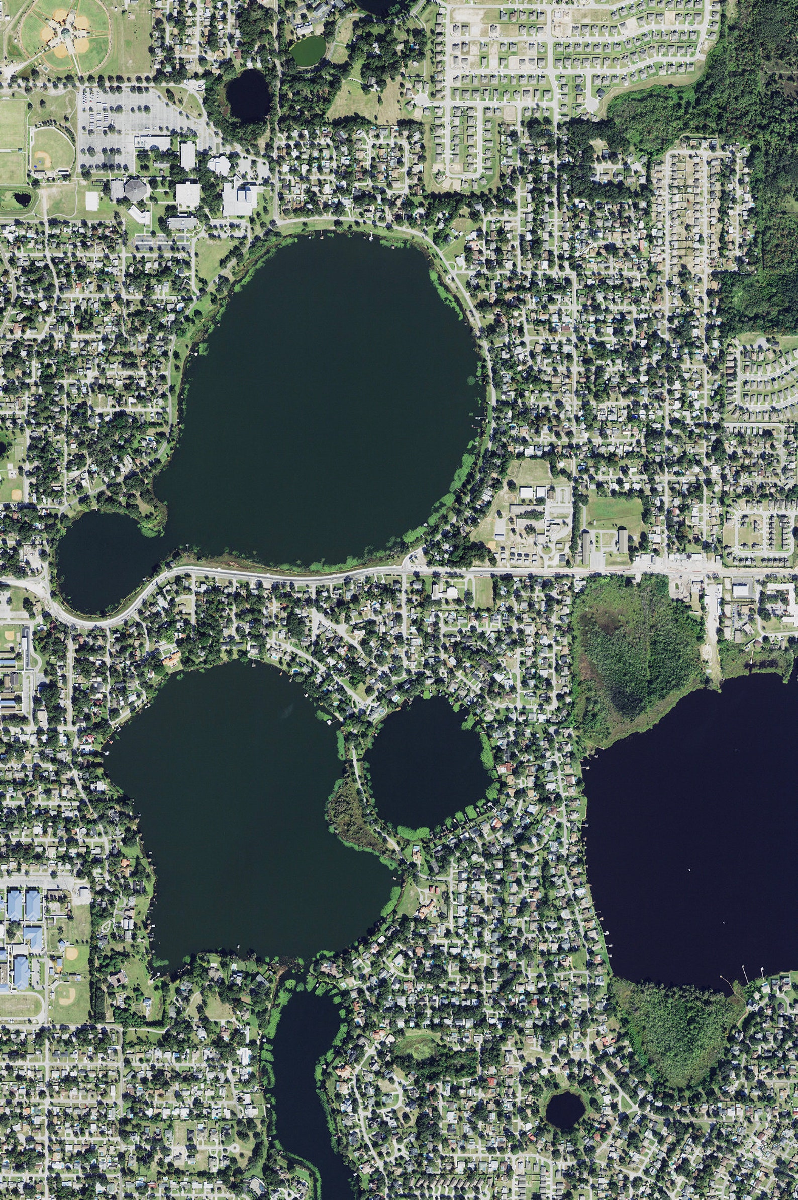 The Winter Haven Chain of Lakes Florida Satellite Poster Map Etsy