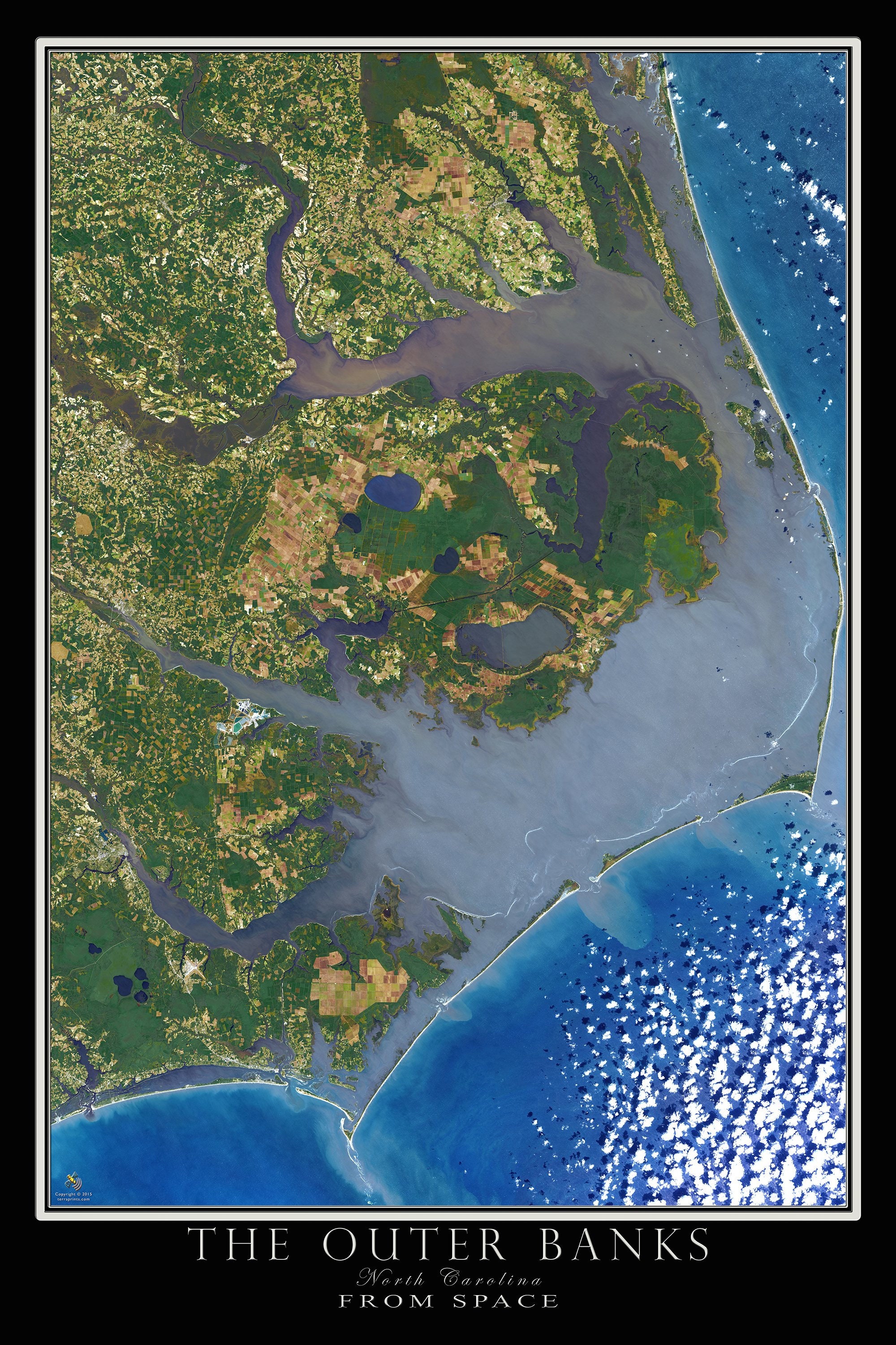 Map Of Outer Banks North Carolina The Outer Banks North Carolina Satellite Poster Map | Etsy Canada