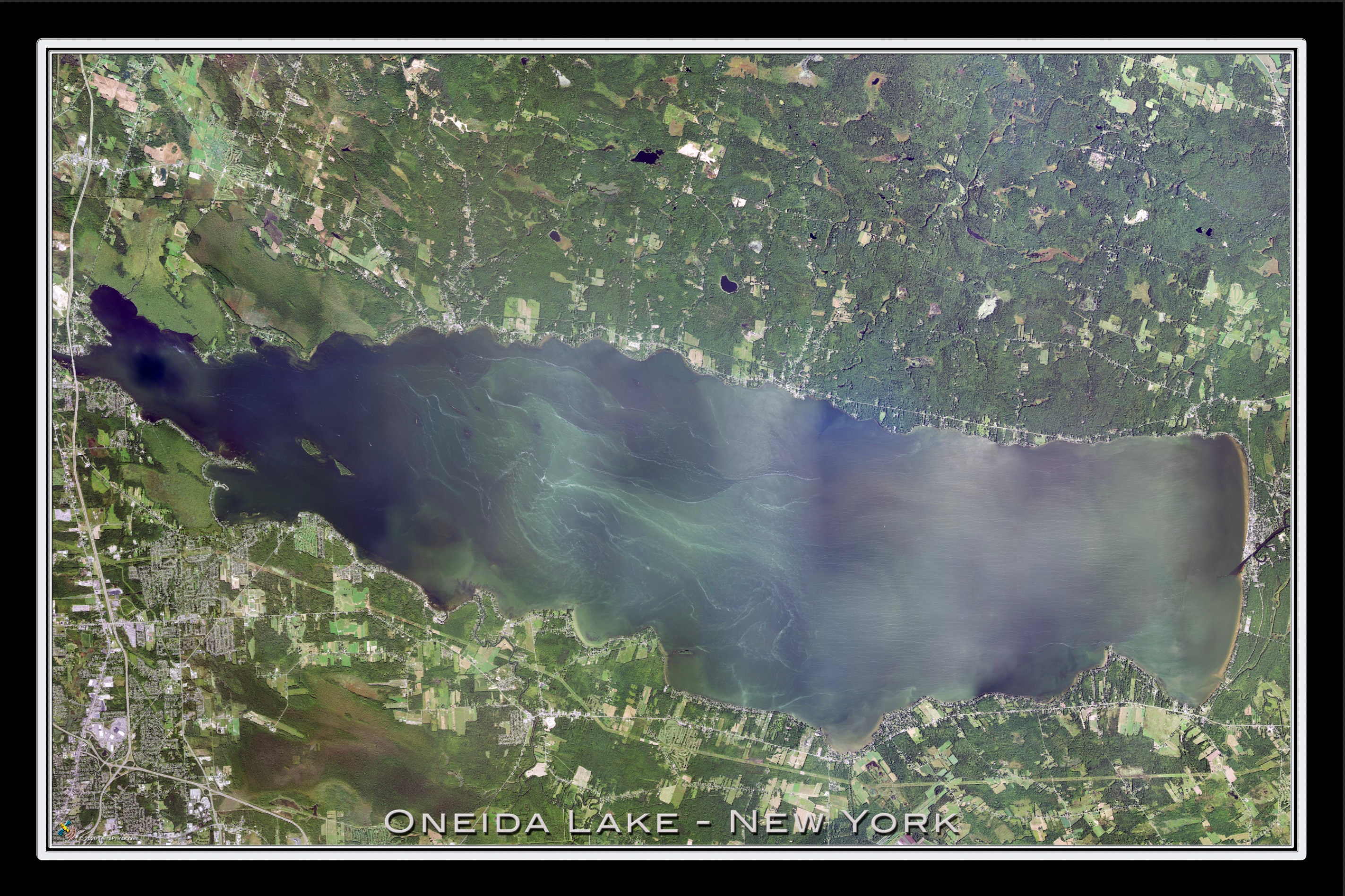 The Oneida Lake New York Satellite Poster Map Etsy Australia
