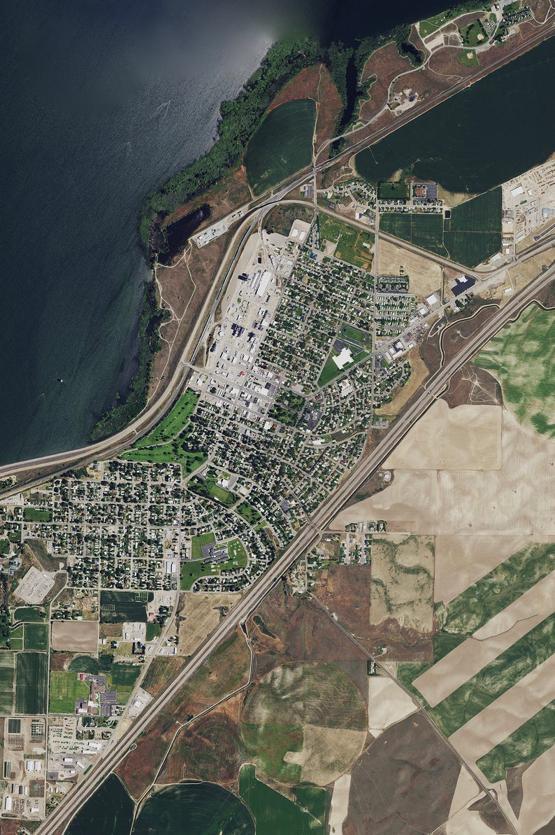 The American Falls Lake Idaho Satellite Poster Map Etsy