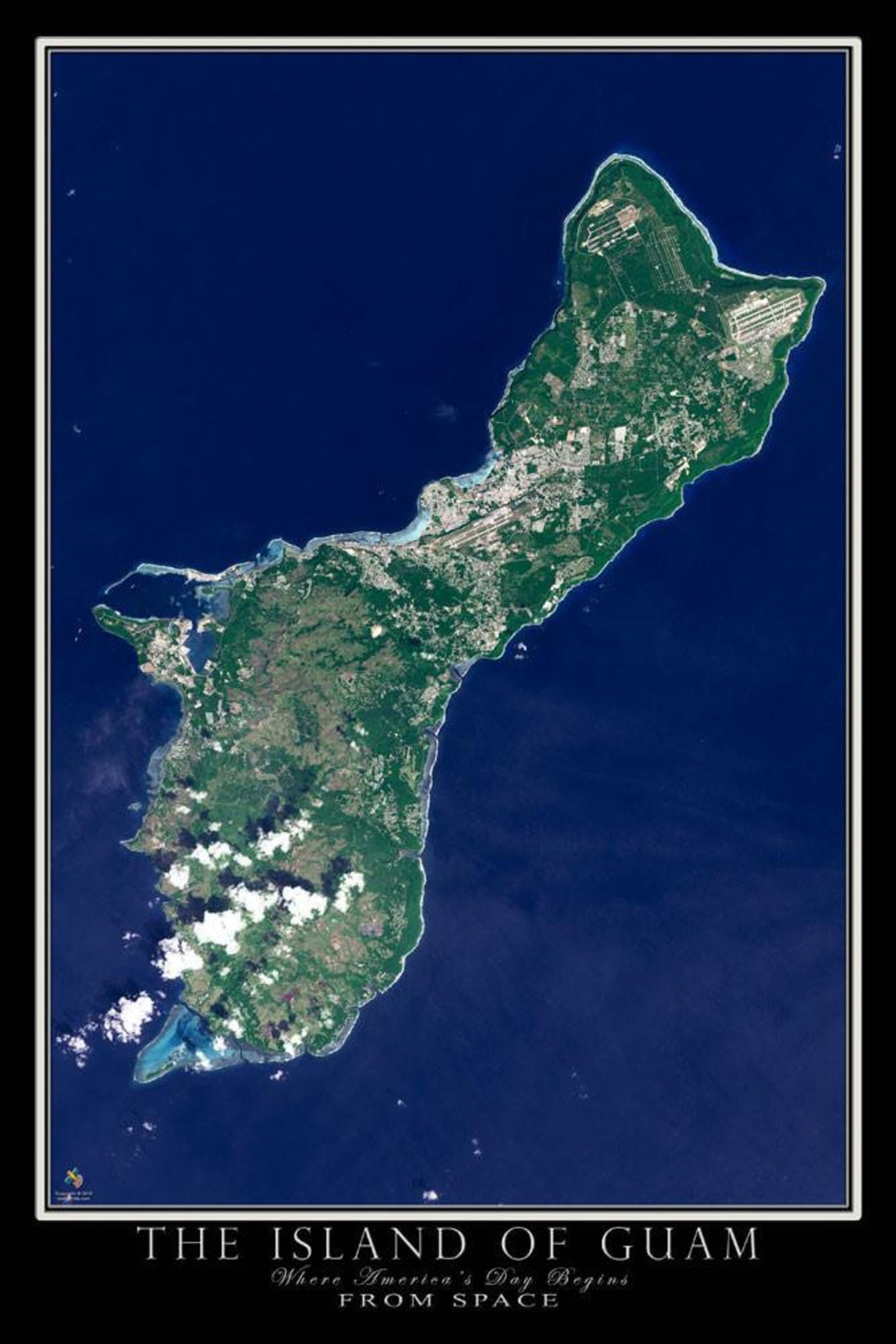 The Island of Guam Satellite Poster Map Etsy