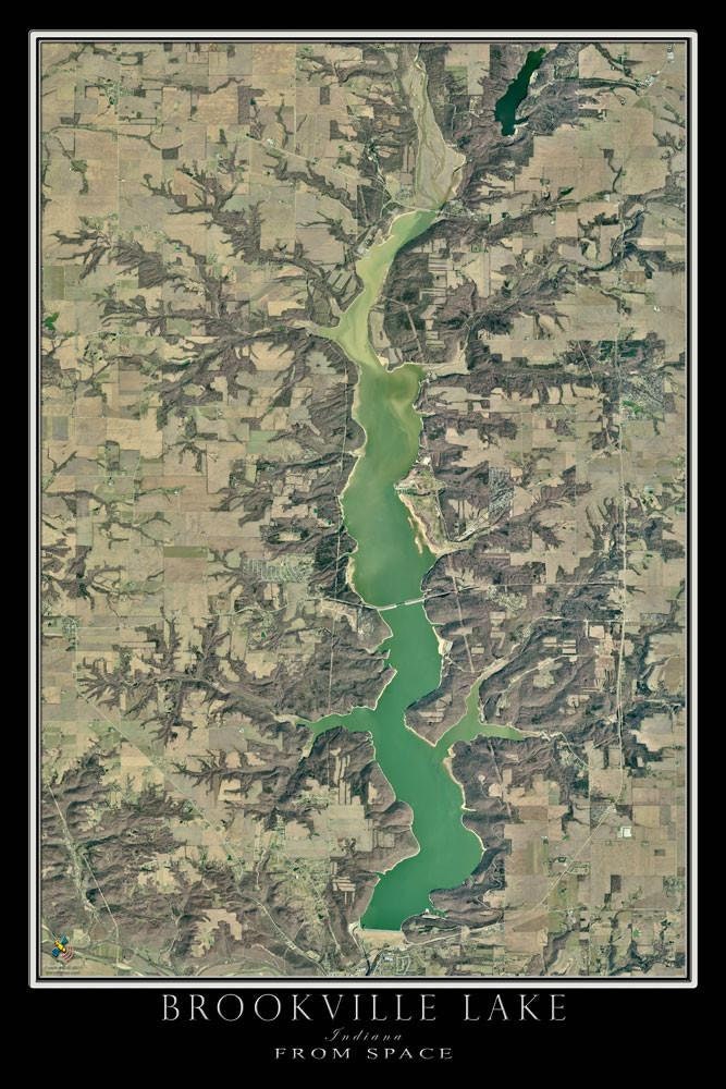 Map Of Brookville Lake Indiana The Brookville Lake Indiana Satellite Poster Map | Etsy Canada