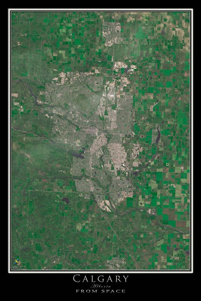 The Calgary Alberta Satellite Poster Map Etsy