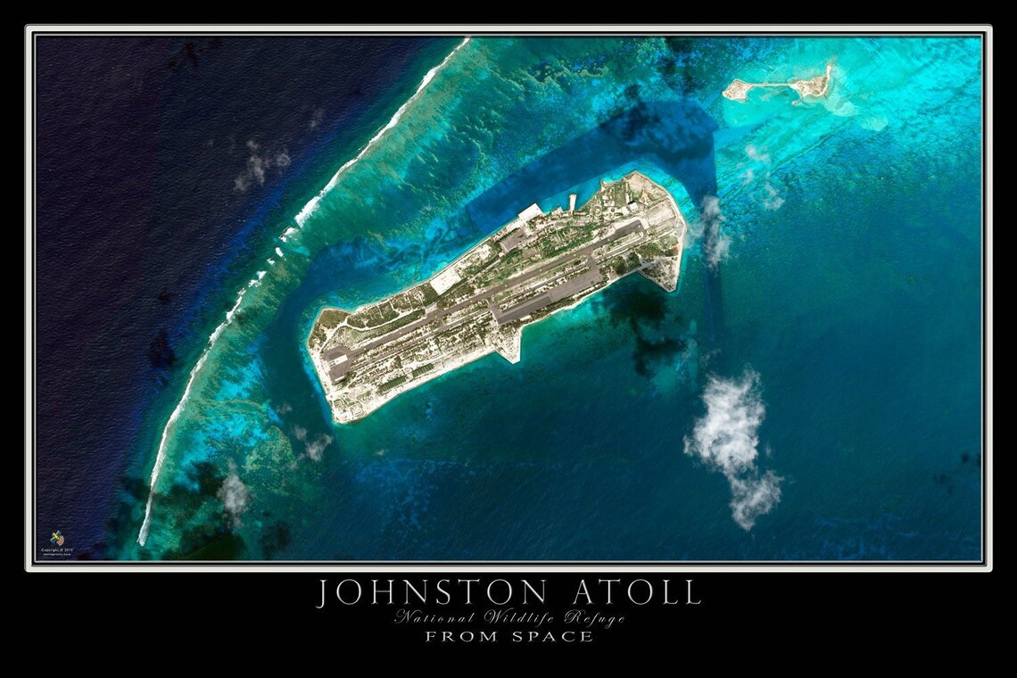 The Johnston Atoll Satellite Poster Map Etsy