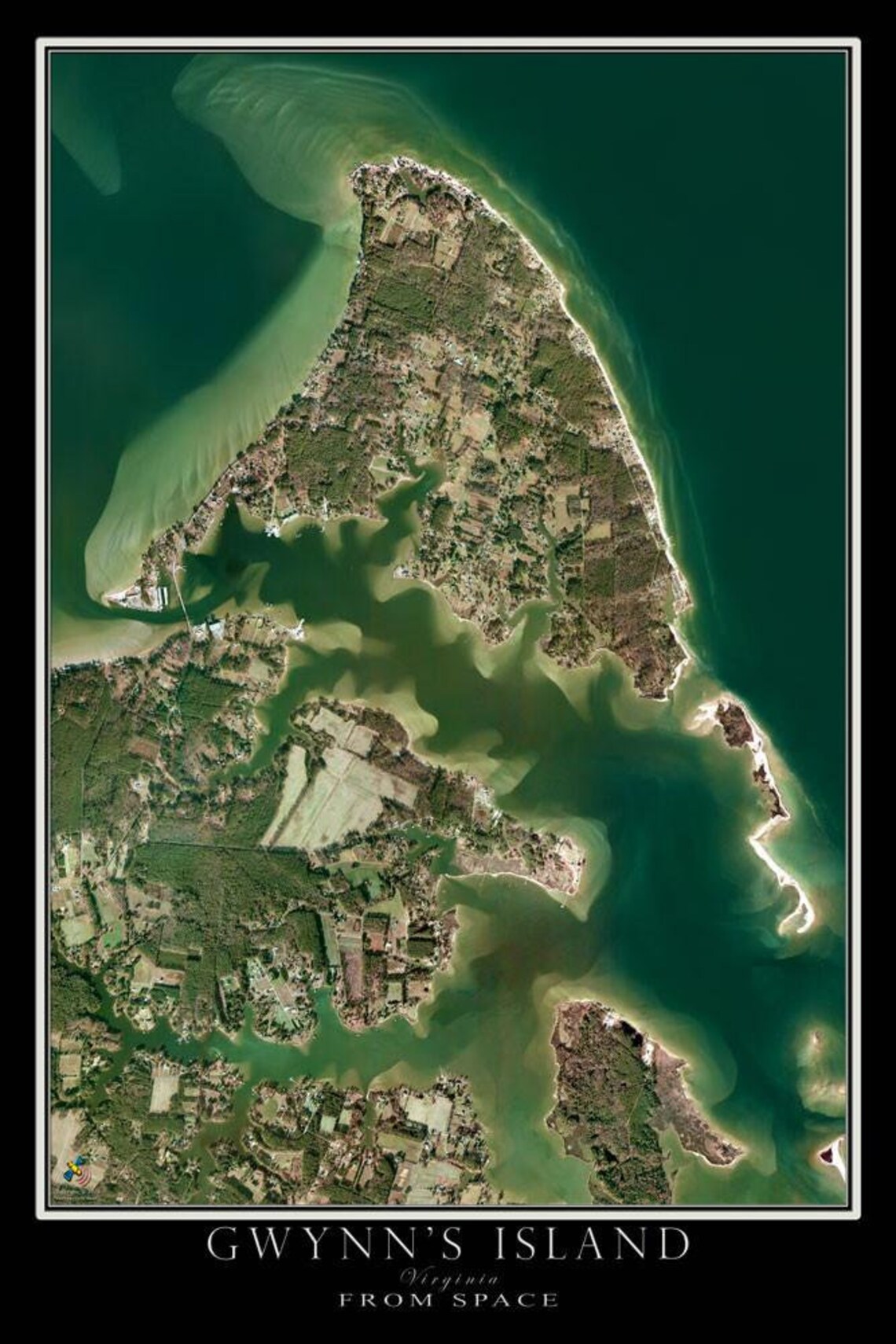 The Gwynn's Island Virginia Satellite Poster Map Etsy