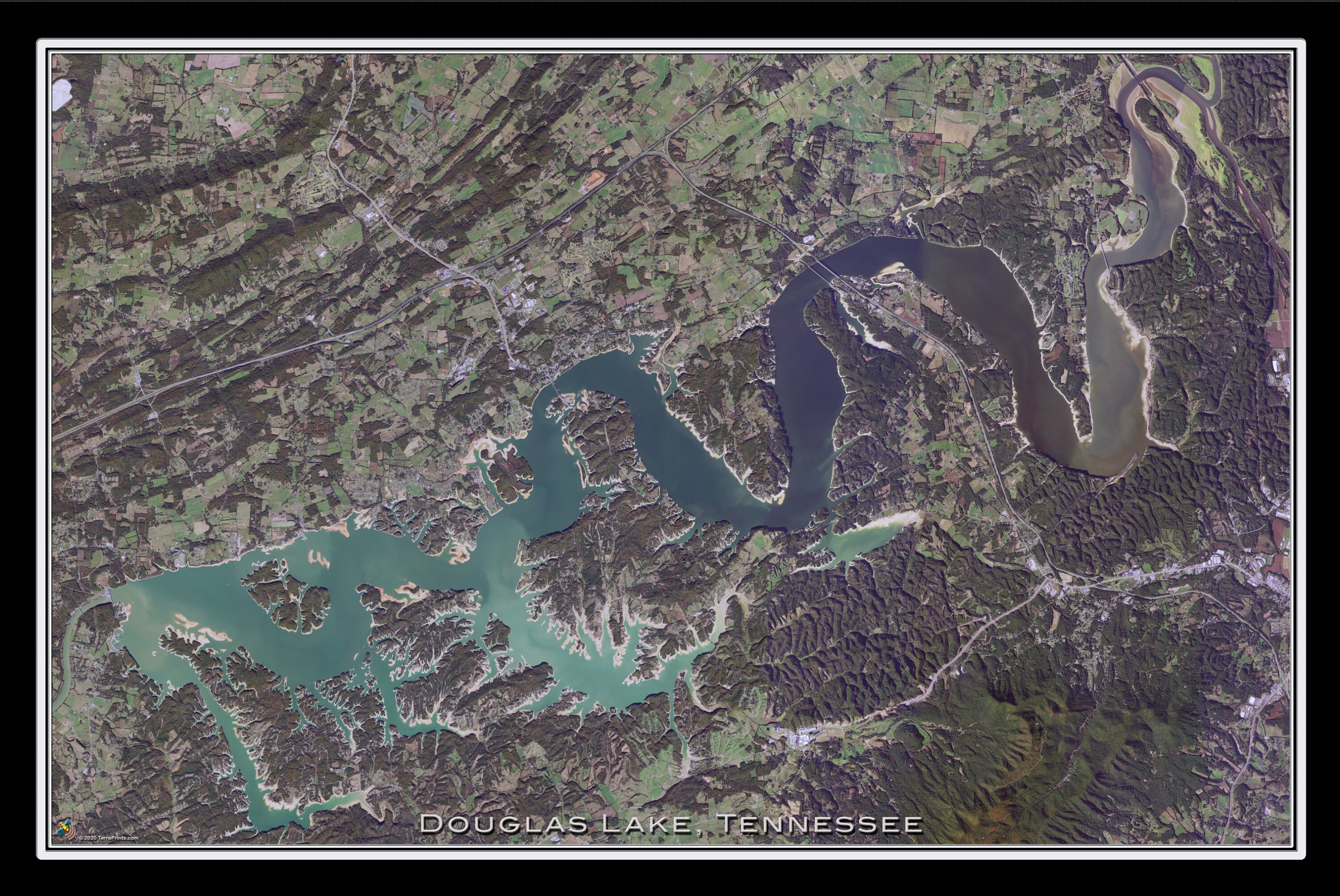 The Douglas Lake Tennessee Satellite Poster Map Etsy