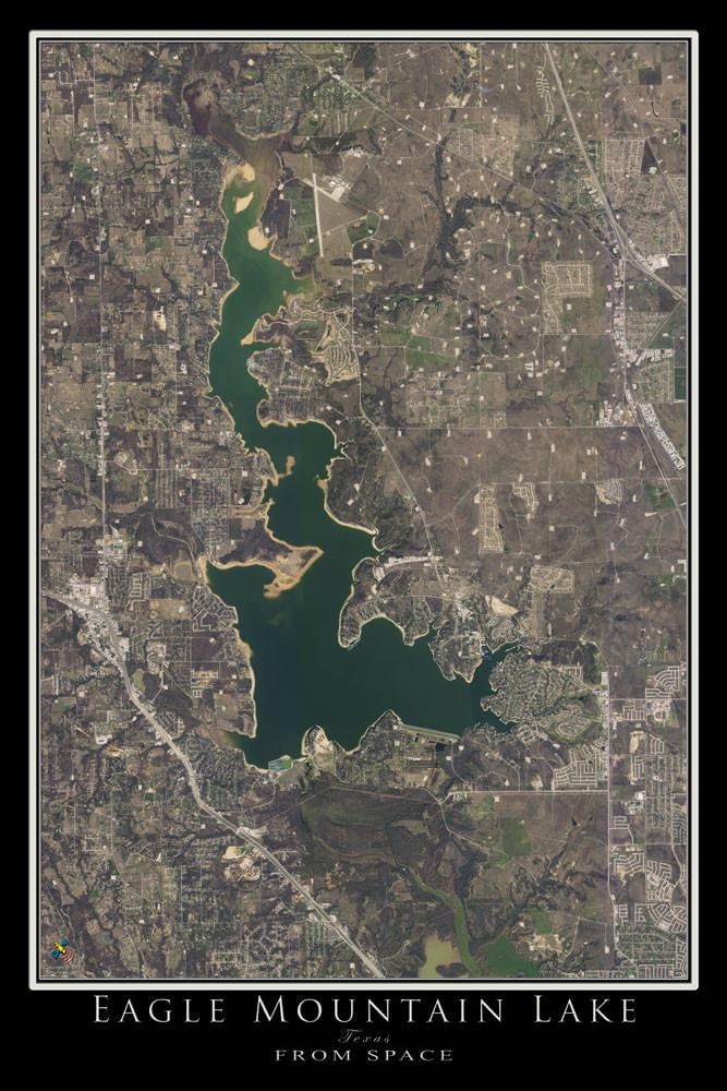 Eagle Mountain Lake Satellite Poster Map