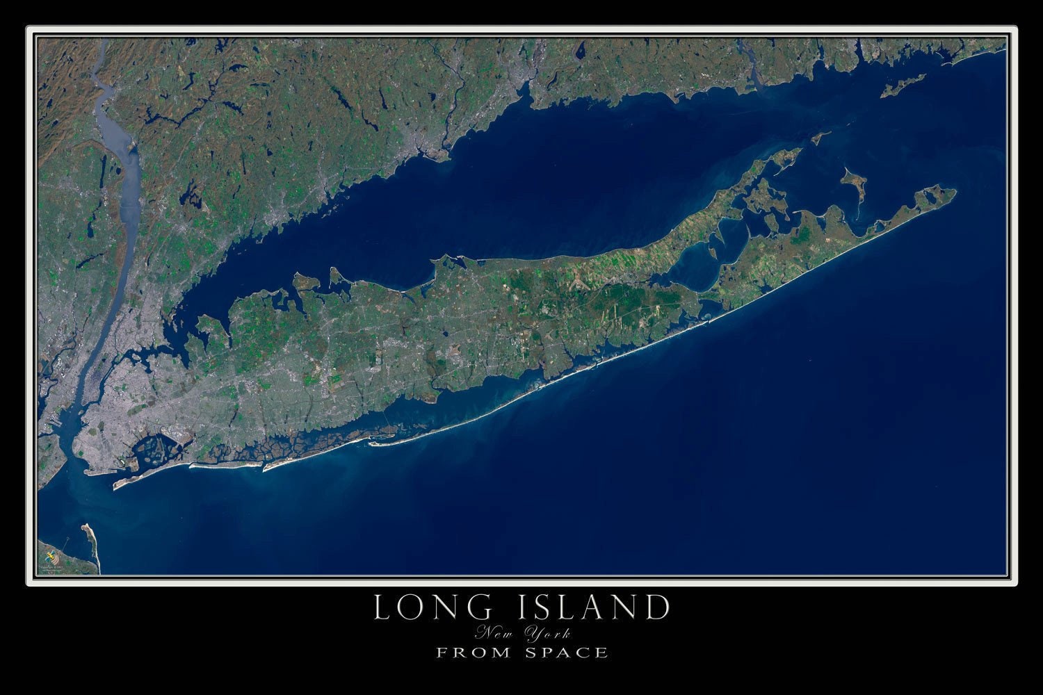 Long Island New York Satellite Poster Map Etsy