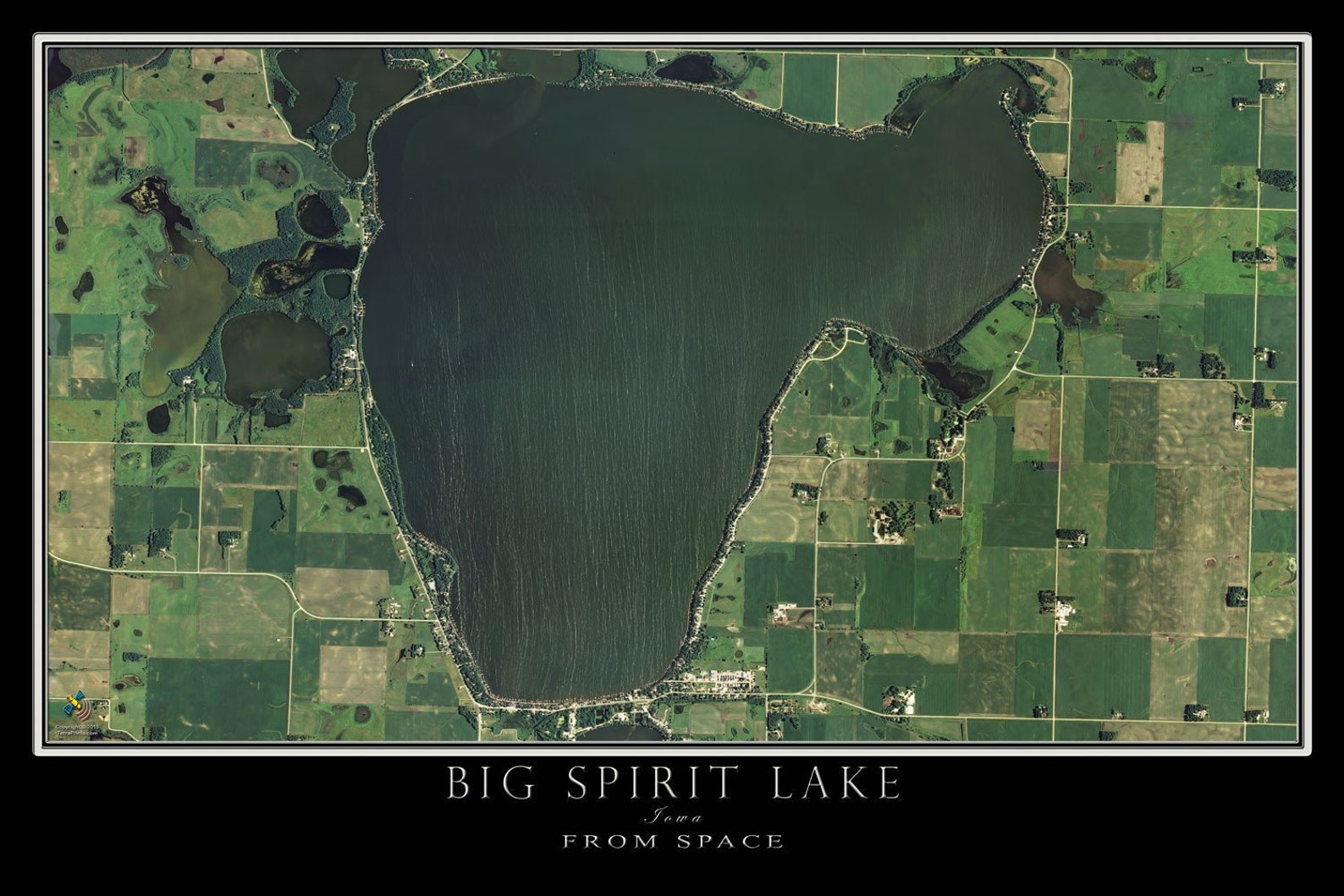 The Big Spirit Lake Iowa Satellite Poster Map Etsy