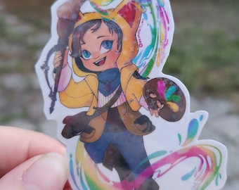 FFXIV Krile Pictomancer Dawntrail Holographic Vinyl Sticker