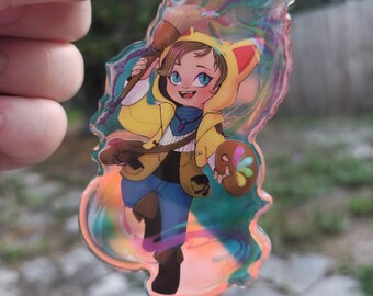 Chaveiro de acrílico FFXIV Krile Pictomancer Dawntrail Rainbow