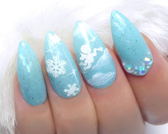 Baby Blue Fake Nails Etsy