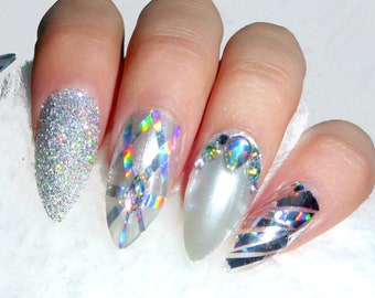 Aurora Jewelry Nails Ef Bc 8f Fake Nails Glue On Nails Press On Nails Nail Art Gift Women Holographic Wedding Bridal Drag Queen Stiletto Aurora Jewelry Nails Ef Bc 8f Fake Nails Glue On Nails Press On Nails Nail Art Gift Women Holographic Wedding Bridal Drag Queen Stiletto