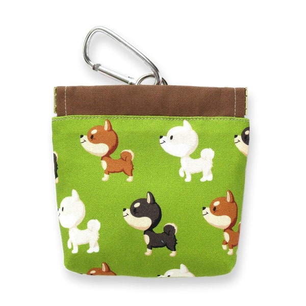 Dog Treat Bag / Shiba, 2 colors, Spring closure, Back pocket