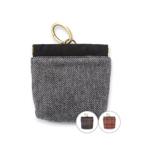 Dog Treat Bag / Cotton tweed, 3 patterns, Spring closure, Back pocket