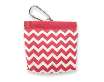 Dog Treat Bag / Chevron, 3 colors, Spring closure, Back pocket