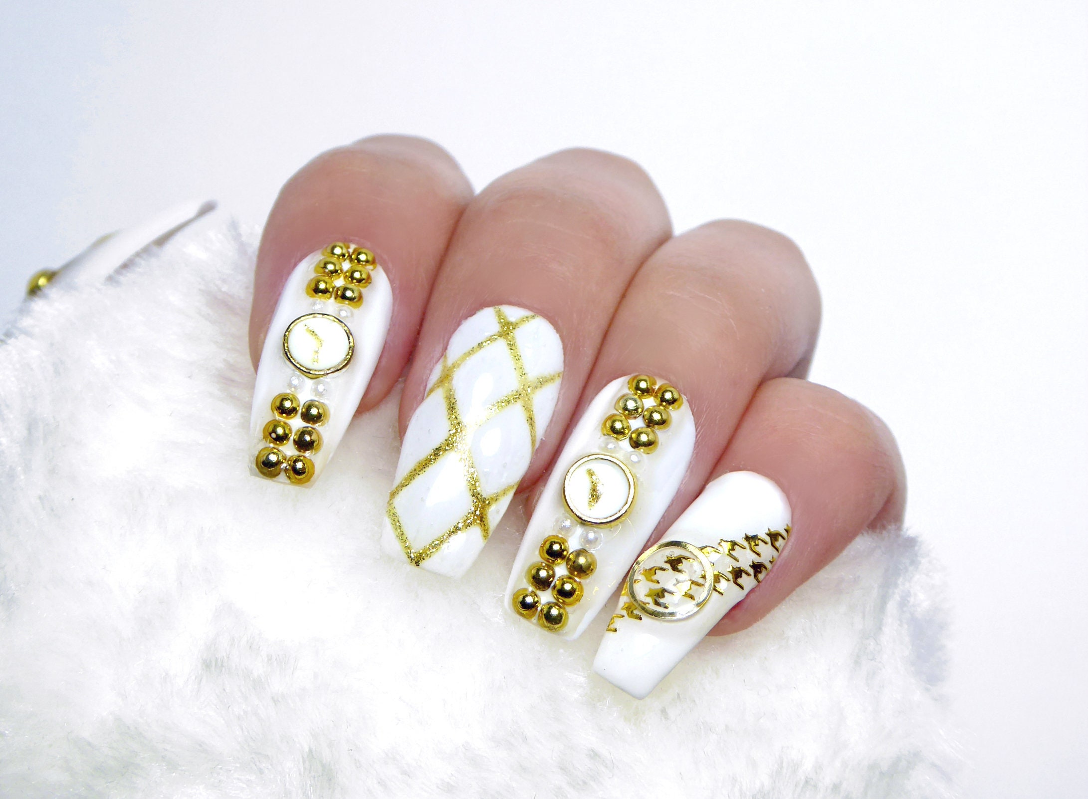 Designer Nails Reusable Press On Gift Couture Gold 