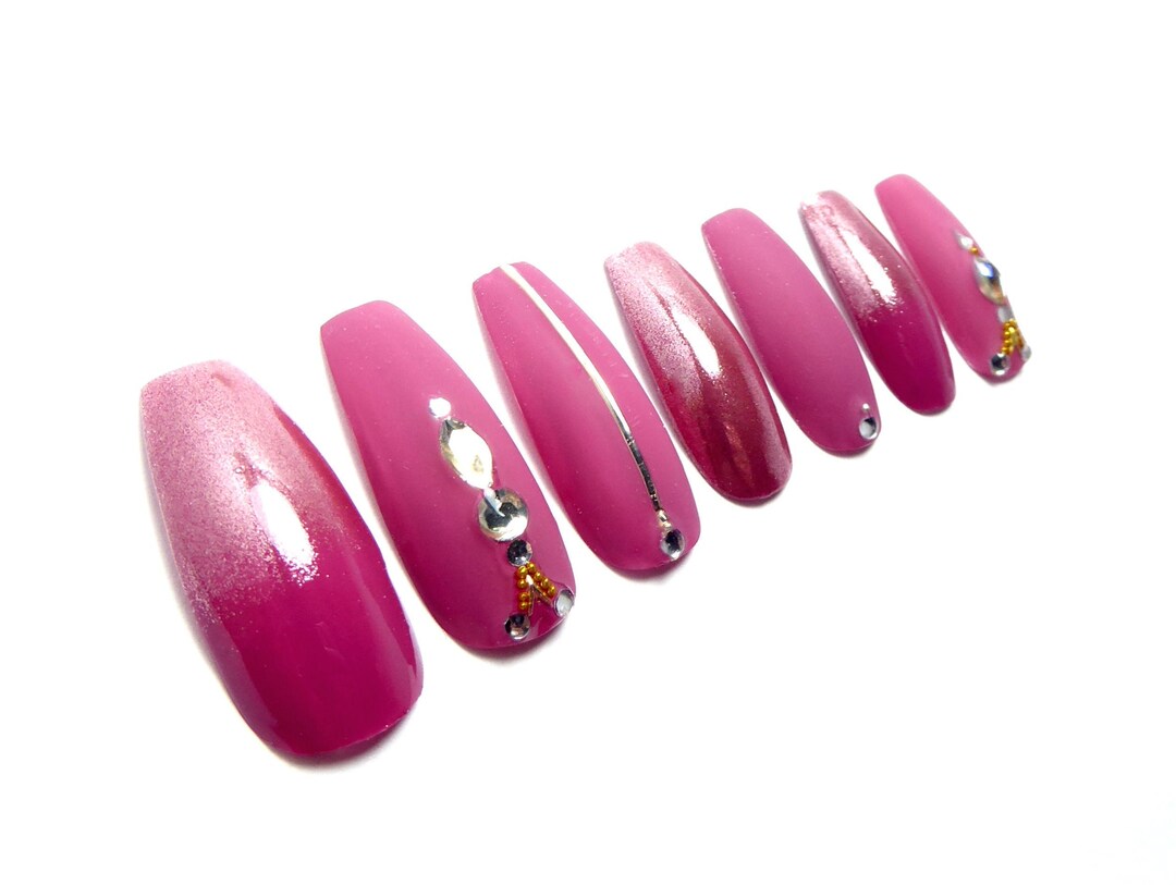 Rose Gold Nails / Reusable Press On, Acrylics, Gift, Jewelry, Matte
