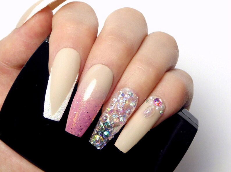 Sugar Crystal Jewelry Nails Fake nails press on nails nail Etsy