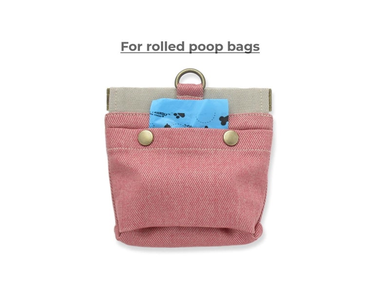 Dog Treat Bag / Denim2, Spring closure, Back pocket, 2 colors Pink+2 Snaps