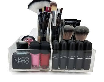 Us 15 2 10 Off 360 Rotating Makeup Organizer Diy Detachable Spinning Makeup Holder Storage Bag Case Large Capacity Makeup Caddy Shelf Acrylic In